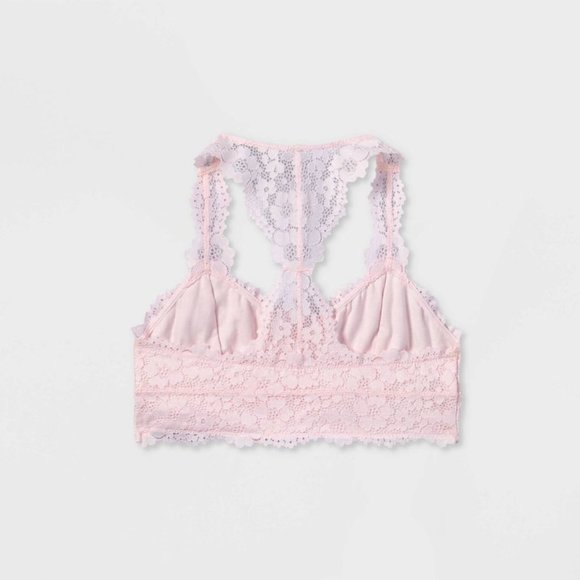 2 Girl's Lace All Over Bralettes - Pink, L (10/12) - Picture 3 of 3